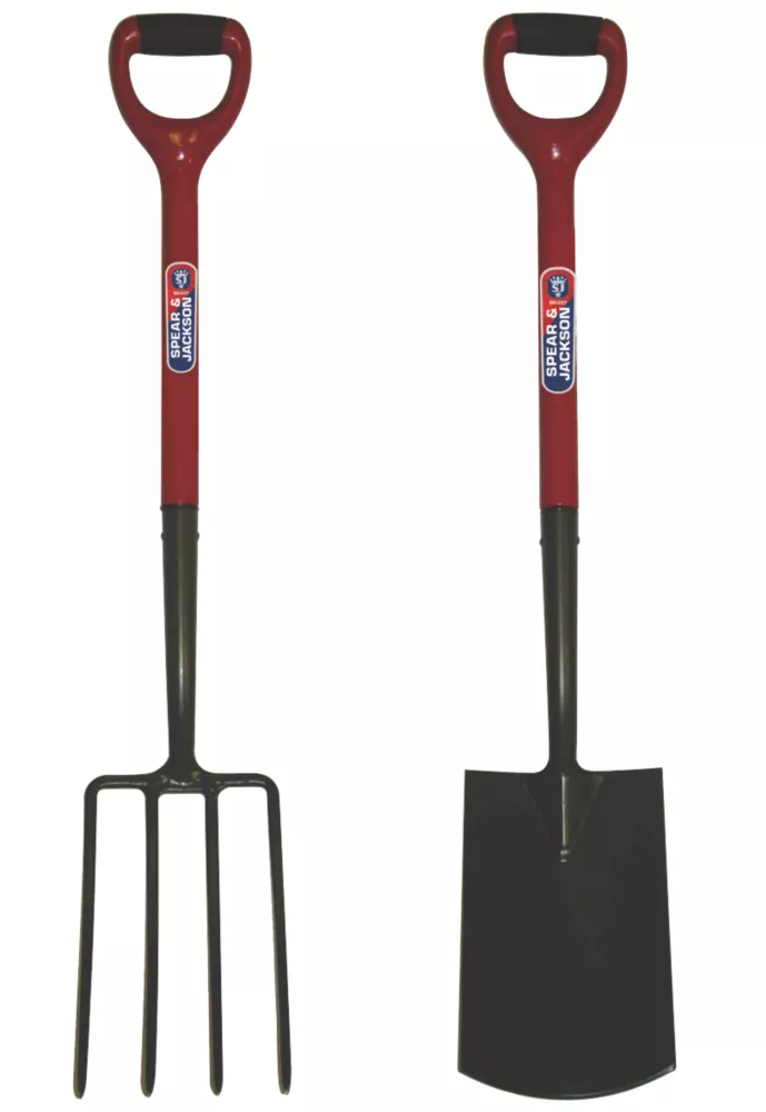 Spear & Jackson Carbon Steel Digging Fork & Spade 2 Pcs 3 Spear & Jackson Carbon Steel Digging Fork & Spade 2 Pcs
